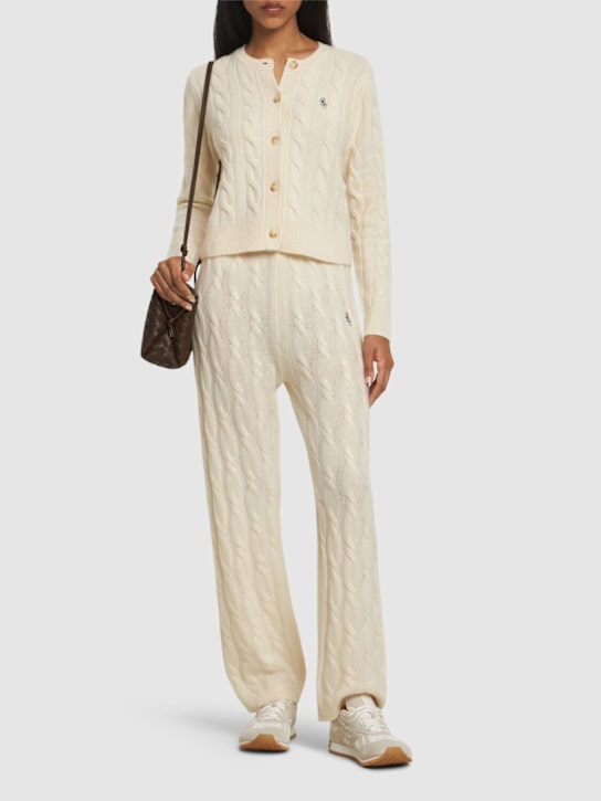 Sporty & Rich: Cable knit cashmere blend wide leg pants - women_1 | Luisa Via Roma