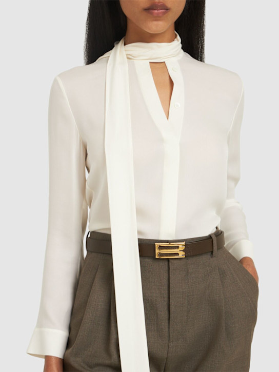 Victoria Beckham: Cintura Regular Bbuckle in pelle martellata - women_1 | Luisa Via Roma