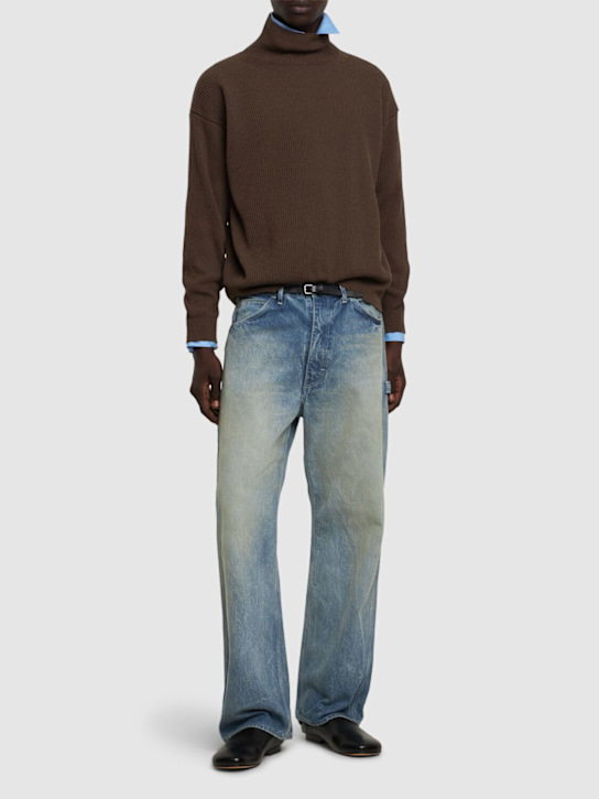 Auralee: Selvedge faded heavy denim painter jeans - men_1 | Luisa Via Roma