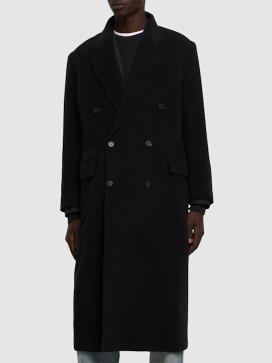 Auralee: Super fine wool mosser chesterfield coat - Black - men_2 | Luisa Via Roma