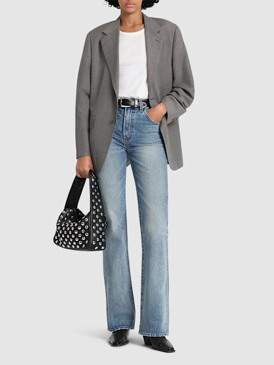 Nili Lotan: Joan high rise flared cotton jeans - Light Blue - women_1 | Luisa Via Roma