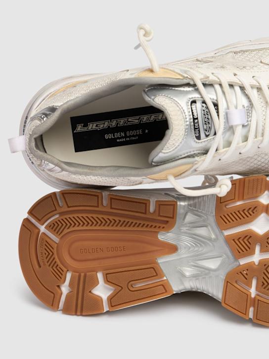 Golden Goose: 40毫米Lightstar网眼&麂运动鞋 - 白色/金色 - women_3 | Luisa Via Roma