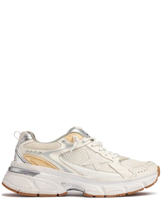 Golden Goose: 40毫米Lightstar网眼&麂运动鞋 - 白色/金色 - women_0 | Luisa Via Roma