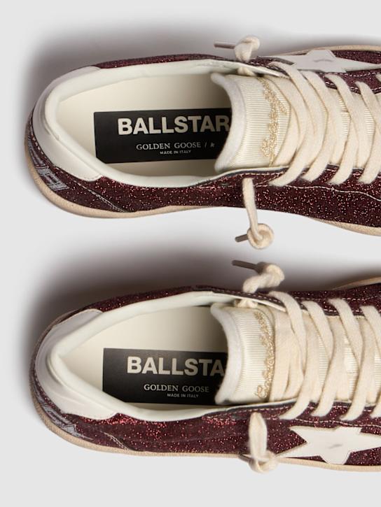 Golden Goose: 20毫米Ball Star聚酯混纺运动鞋 - 酒红色/白色 - women_4 | Luisa Via Roma