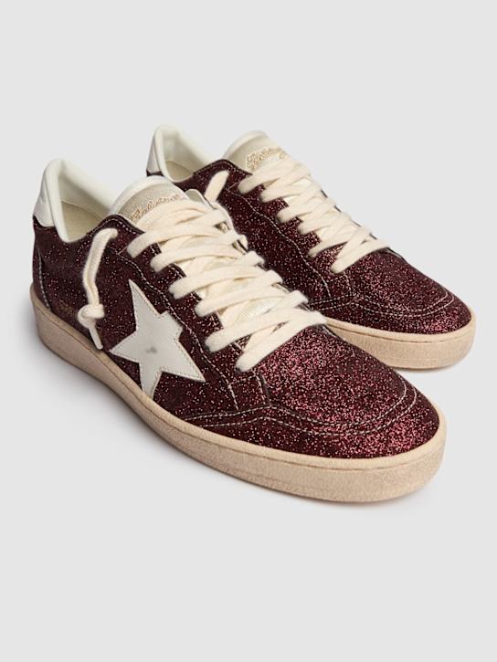 Golden Goose: 20毫米Ball Star聚酯混纺运动鞋 - 酒红色/白色 - women_2 | Luisa Via Roma