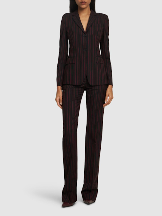 McQueen: Pinstriped wool blazer - Black/Bordeaux - women_1 | Luisa Via Roma