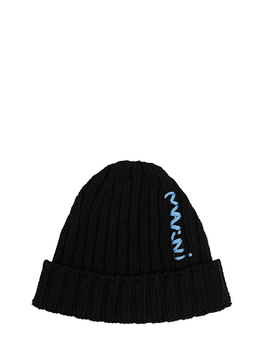 Logo cotton knit hat