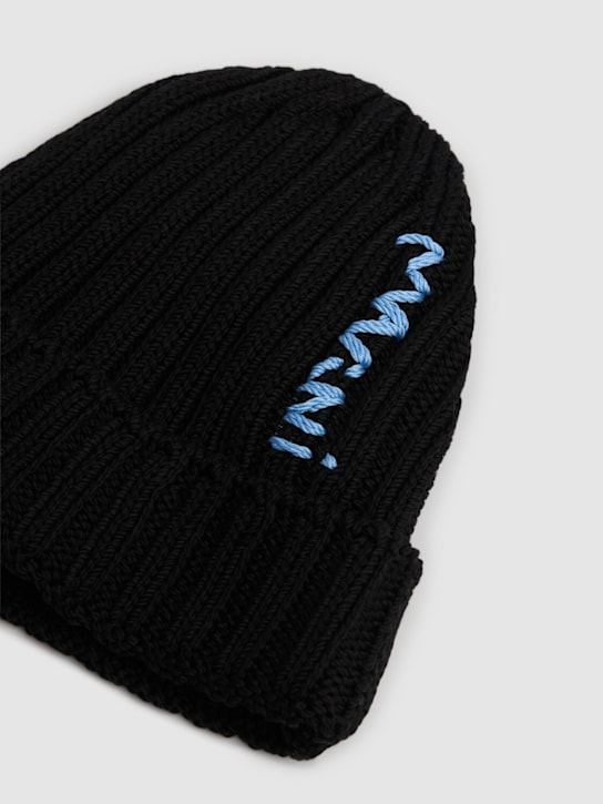 Logo cotton knit hat - Thumbnail 2