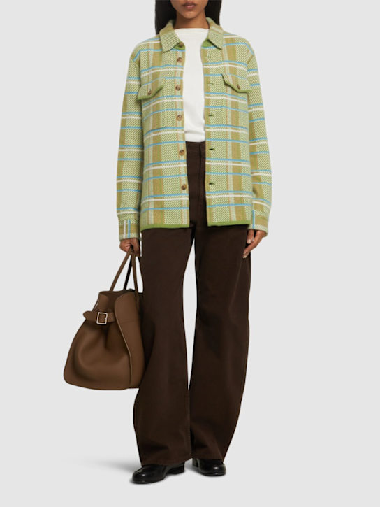 Guest In Residence: Cashmere knit plaid work shirt - women_1 | Luisa Via Roma