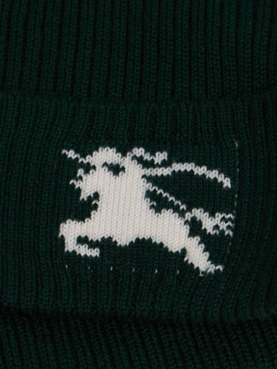 Burberry: Embroidered wool knit beanie - Dark Green - kids-boys_1 | Luisa Via Roma