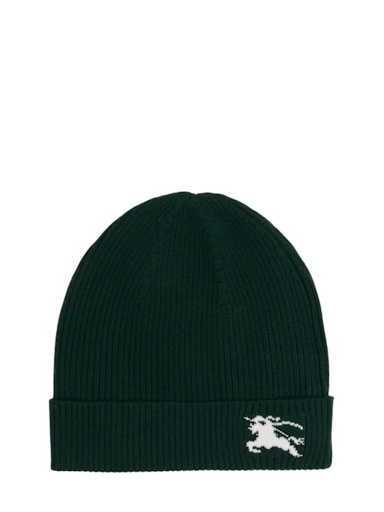 Burberry: Embroidered wool knit beanie - Dark Green - kids-boys_0 | Luisa Via Roma
