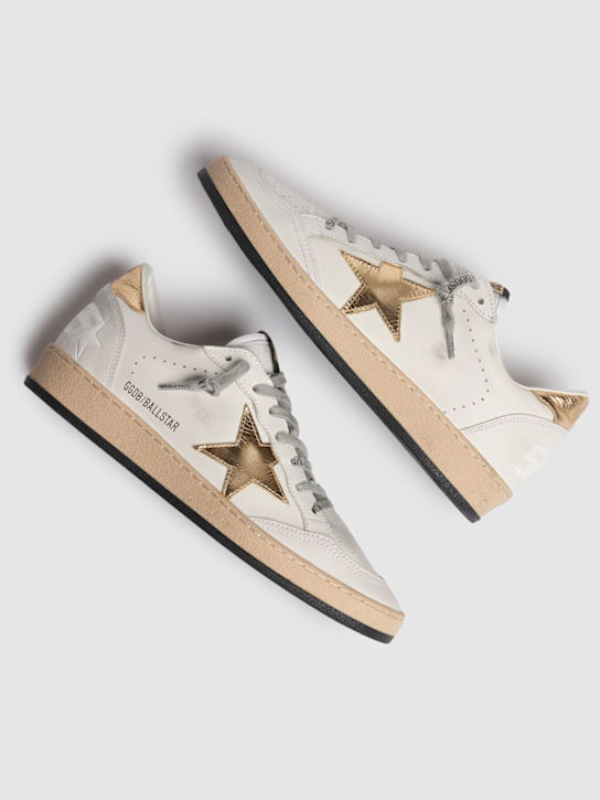 Golden Goose: Sneakers Ball Star de piel 20mm - Milk/Gold - women_1 | Luisa Via Roma