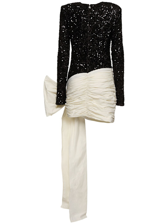 Rotate: Vestito con paillettes e fiocco - Nero/Bianco - women_4 | Luisa Via Roma