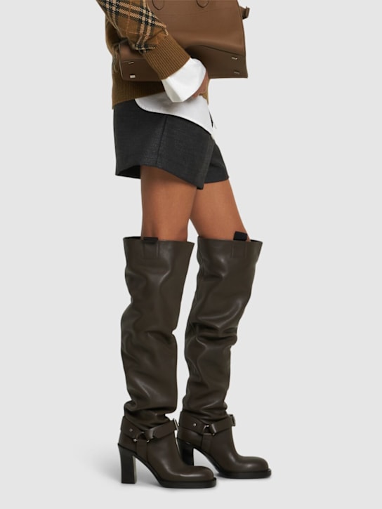 Burberry: Stivali alti LF Stirrup in pelle 100mm - women_1 | Luisa Via Roma