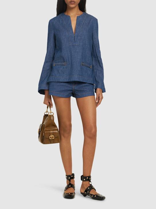 Zimmermann: Wylie stretch denim tunic top - women_1 | Luisa Via Roma