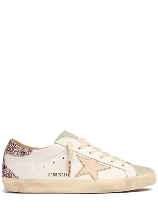 Golden Goose: 20毫米Super-Star混合皮革运动鞋 - 白色/金色 - women_0 | Luisa Via Roma