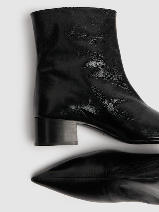 Khaite: 40mm Andee glazed leather ankle boots - Black - women_3 | Luisa Via Roma