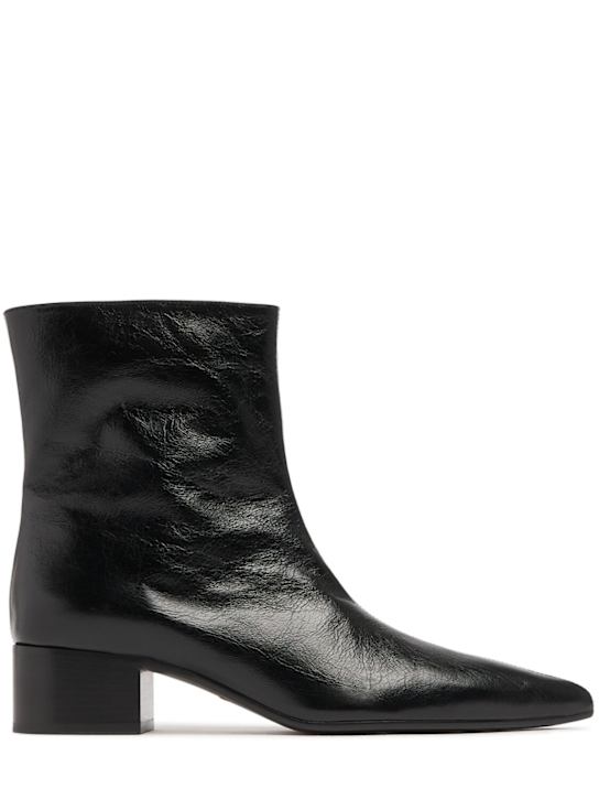 Khaite: 40mm Andee glazed leather ankle boots - Black - women_0 | Luisa Via Roma