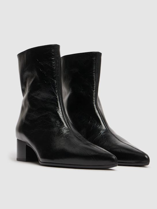 Khaite: 40mm Andee glazed leather ankle boots - Black - women_2 | Luisa Via Roma