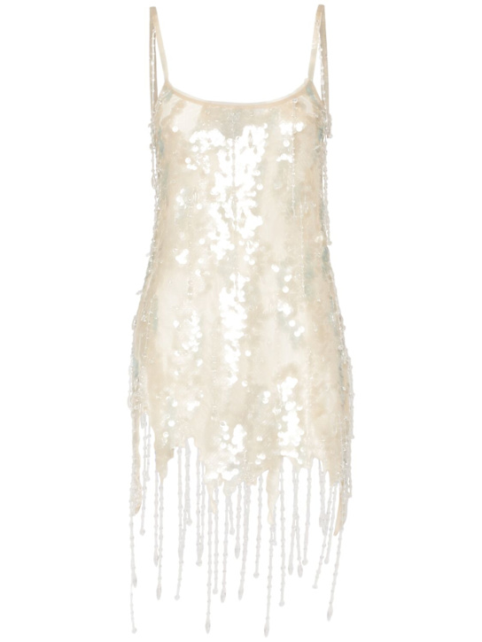 Blumarine: Vestito corto in seta con paillettes - women_0 | Luisa Via Roma