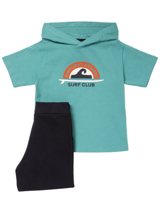 Emporio Armani: ジャージーTシャツ＆ショートパンツ - kids-boys_0 | Luisa Via Roma