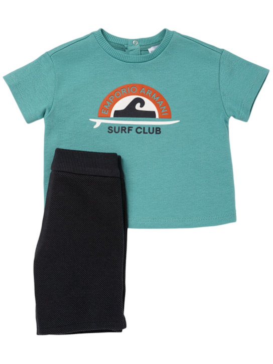 Emporio Armani: ジャージーTシャツ＆ショートパンツ - kids-boys_0 | Luisa Via Roma