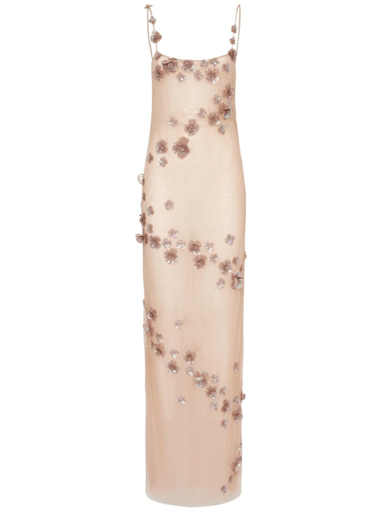 Blumarine: Embroidered tulle long dress - Rose - women_0 | Luisa Via Roma