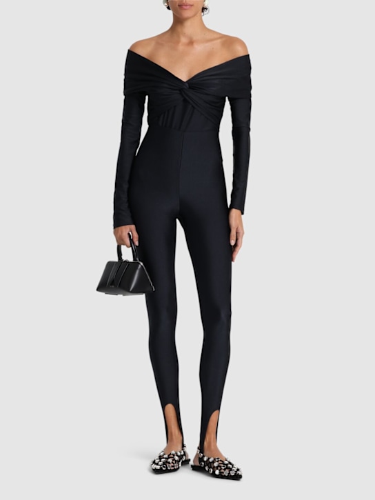 The Andamane: Kendall off the shoulder Lycra bodysuit - Black - women_1 | Luisa Via Roma