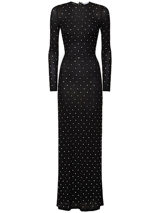 Rabanne: Second skin long dress w/hotfix - Black - women_0 | Luisa Via Roma