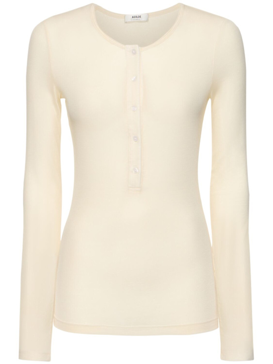 Agolde: Faustine Henley jersey t-shirt - White - women_0 | Luisa Via Roma
