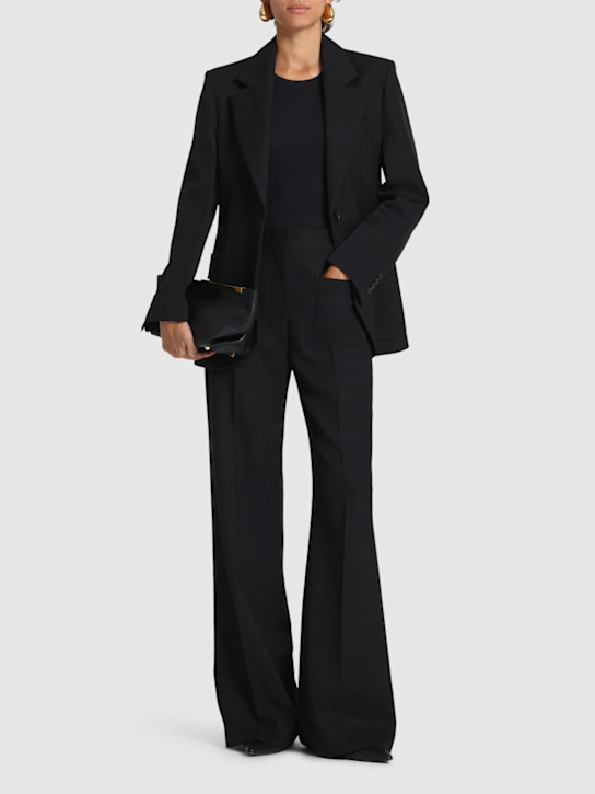 Victoria Beckham: Alina ウールブレンドフレアパンツ - ブラック - women_1 | Luisa Via Roma