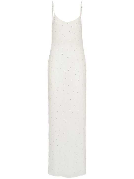 Embroidered viscose georgette long dress - Thumbnail 1