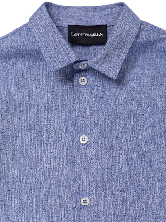 Emporio Armani: コットンブレンドポプリンシャツ - kids-boys_1 | Luisa Via Roma