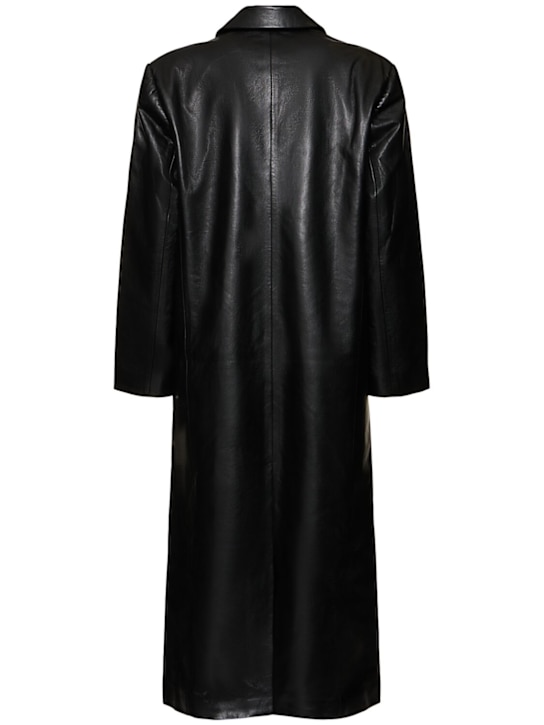 ANINE BING: Quinn leather blend long coat - Black - women_4 | Luisa Via Roma
