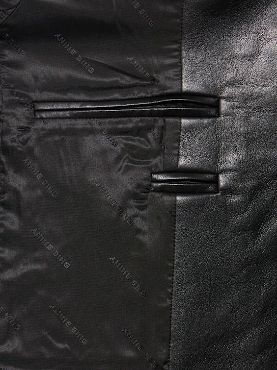 ANINE BING: Quinn leather blend long coat - Black - women_5 | Luisa Via Roma