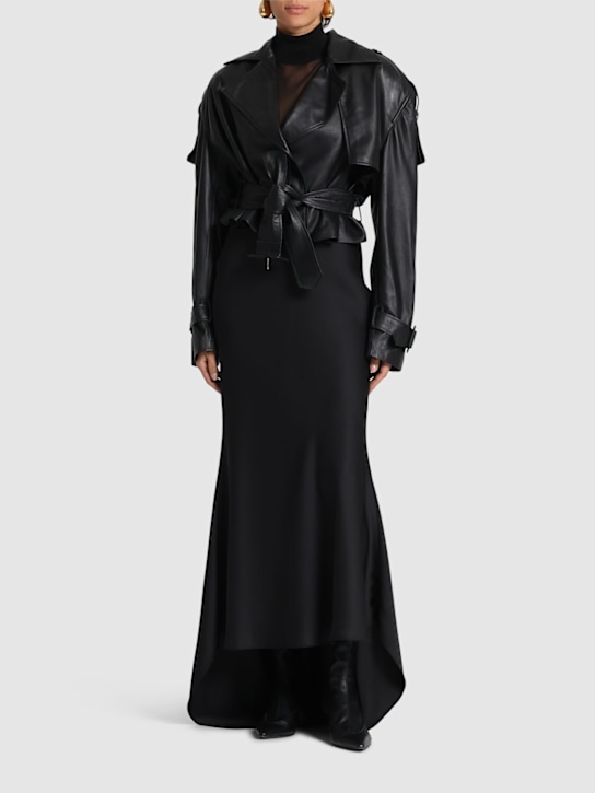 MANOKHI: Hana belted leather cropped jacket - women_1 | Luisa Via Roma