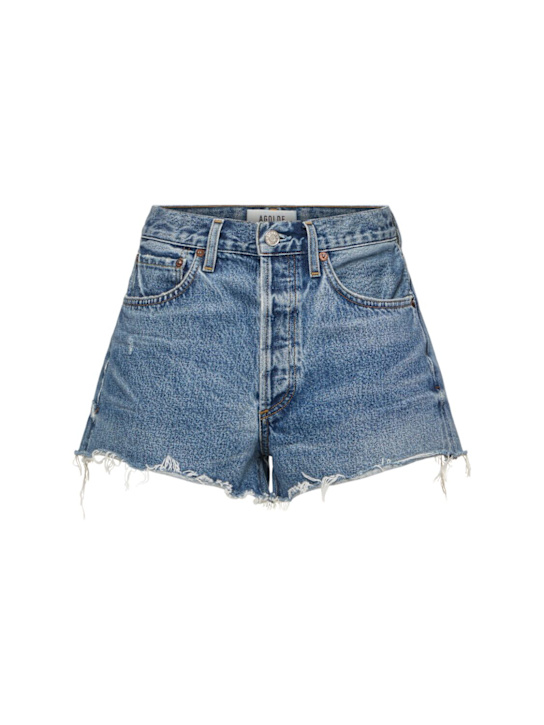 Agolde: Parker cotton denim shorts - women_0 | Luisa Via Roma