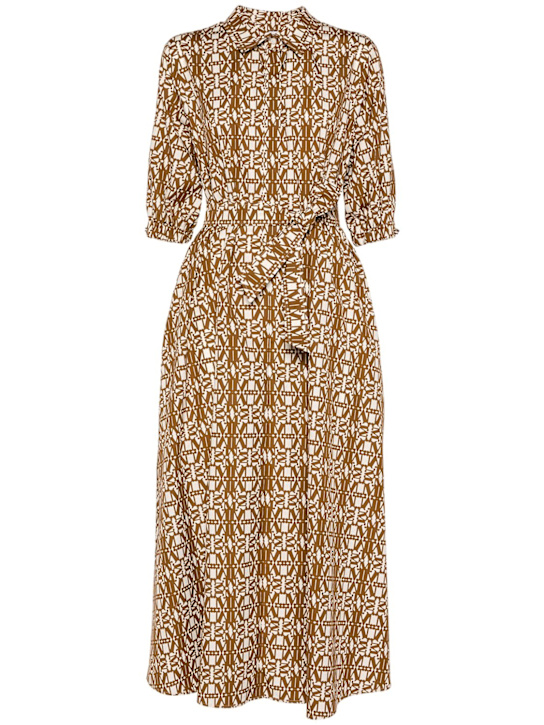 Max Mara: Luxgi printed poplin long dress - women_0 | Luisa Via Roma