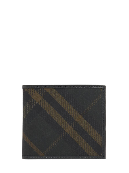 Burberry: Portafoglio in cotone a quadri con portamonete - men_0 | Luisa Via Roma