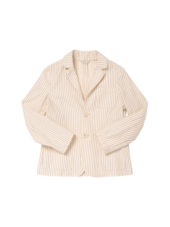 Emporio Armani: オーバーサイズコットンベルベットジャケット - オフホワイト - kids-boys_0 | Luisa Via Roma