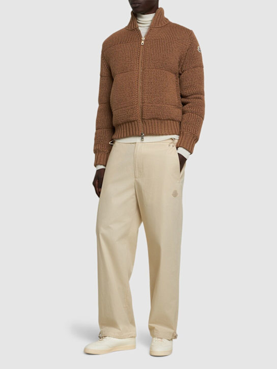 Moncler: Tricot virgin wool blend zip-up cardigan - men_1 | Luisa Via Roma