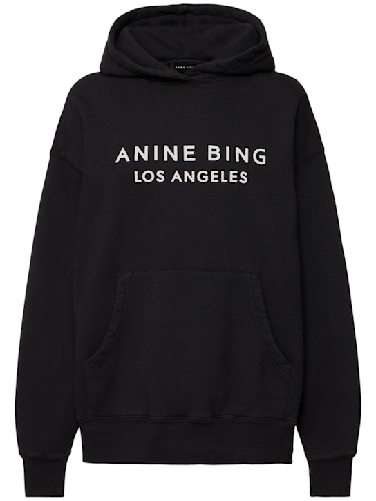 ANINE BING: Alto logo sweatshirt hoodie - Black - women_0 | Luisa Via Roma