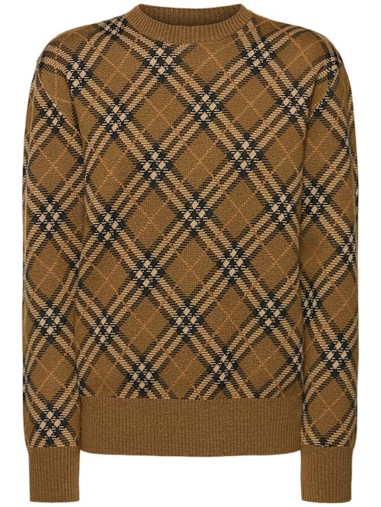 Burberry: Maglia girocollo in misto lana check - women_0 | Luisa Via Roma