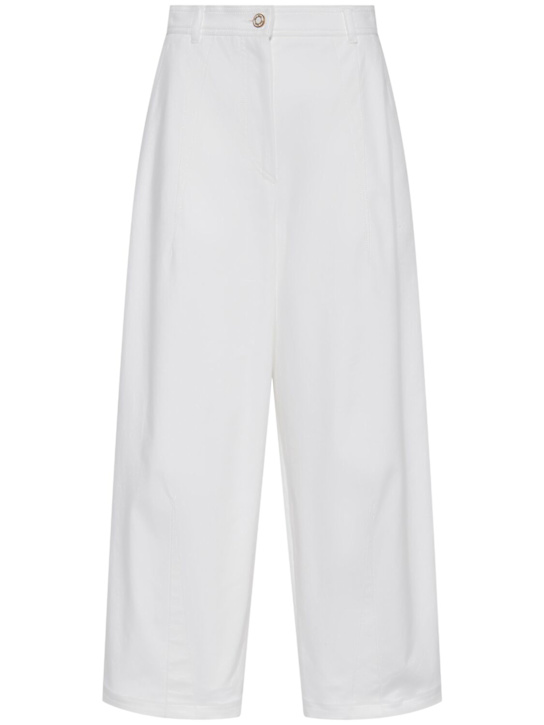 Max Mara: Mina cotton blend twill wide pants - women_0 | Luisa Via Roma