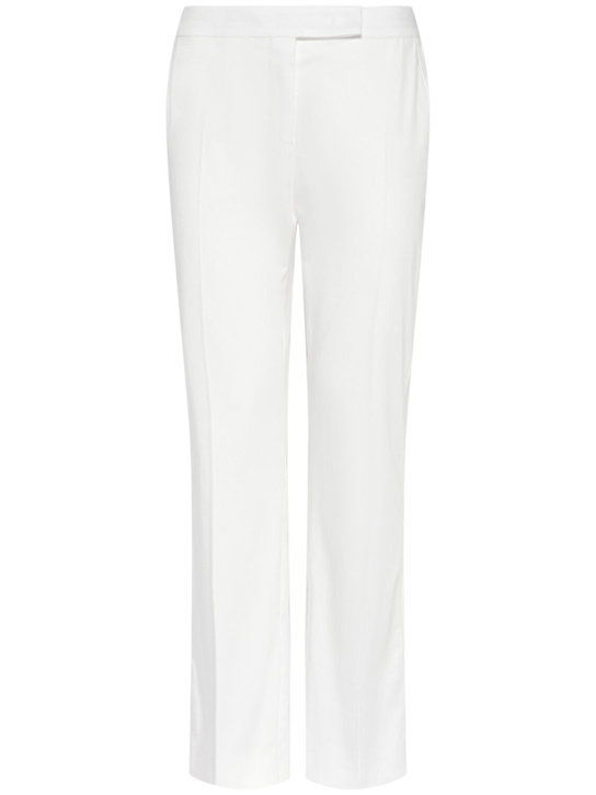 Okra cotton blend satin straight pants - Thumbnail 1