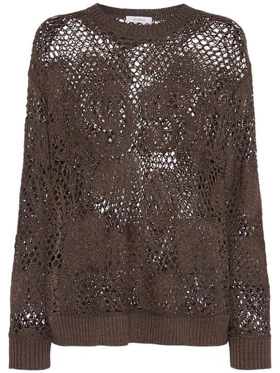 Max Mara: Farea cotton blend mesh knit sweater - women_0 | Luisa Via Roma