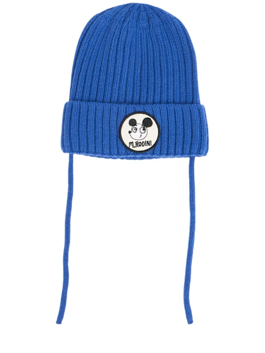 Mini Rodini: Organic cotton & wool knit beanie hat - kids-boys_0 | Luisa Via Roma