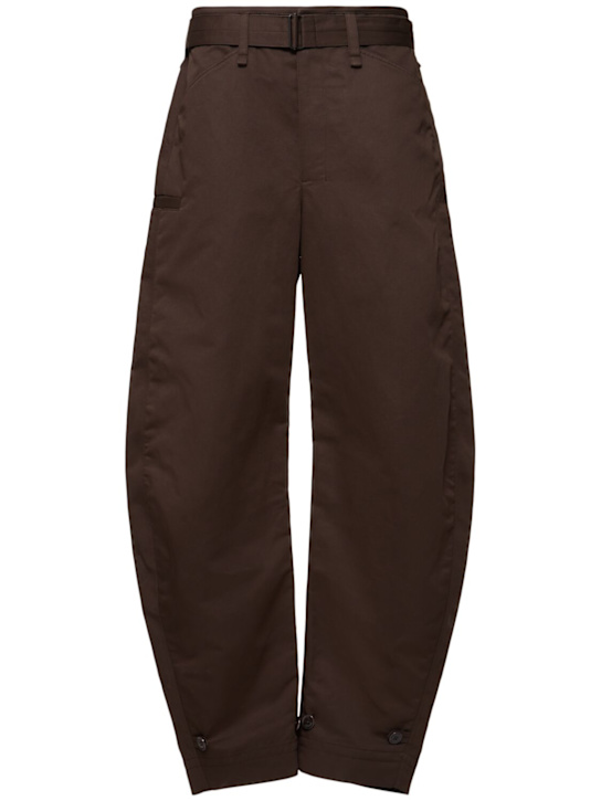 Lemaire: Cotton blend twill wide leg pants - women_0 | Luisa Via Roma
