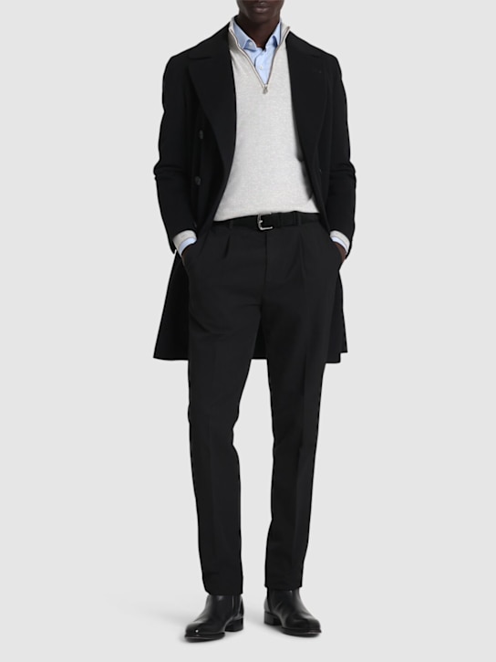 Brunello Cucinelli: Cotton gabardine straight pants - Black - men_1 | Luisa Via Roma