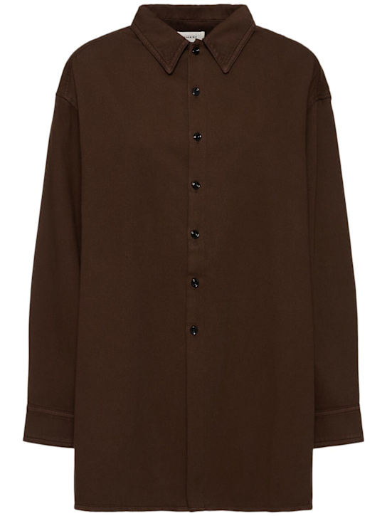 Lemaire: Twisted denim shirt - Dark Brown - women_0 | Luisa Via Roma